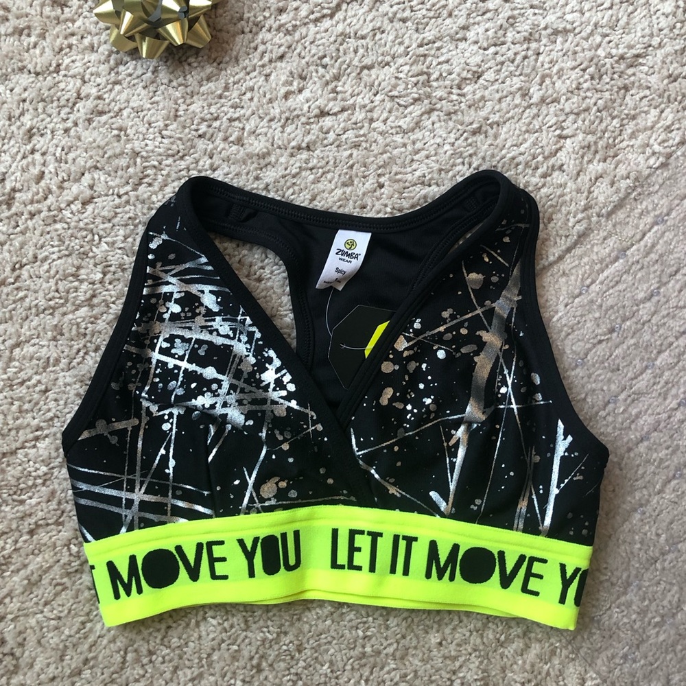 Metallic Silver/Black Zumba Sports Bra